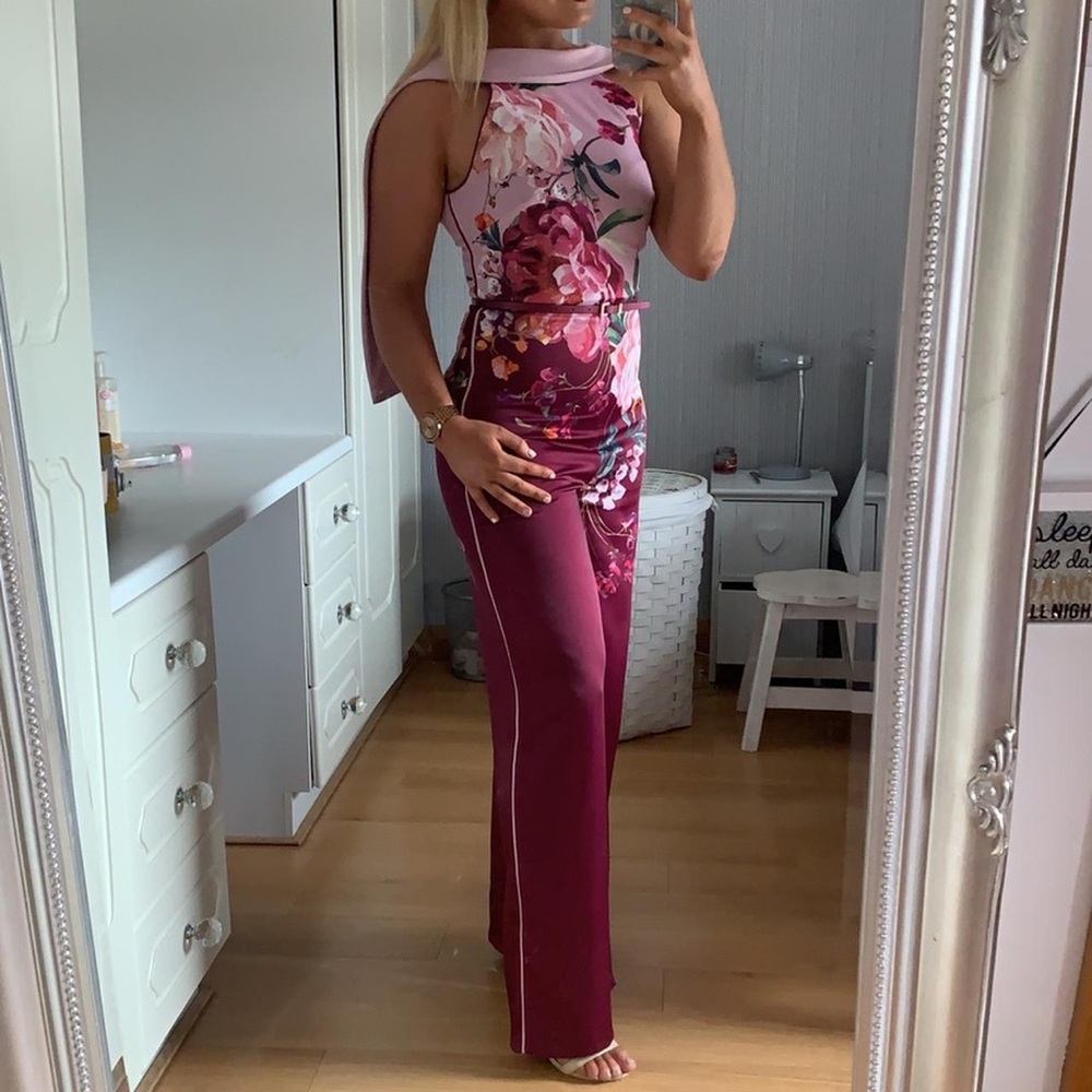 Ted Baker Pink and Burgundy Floral Jumpsuit - Picture 1 of 5